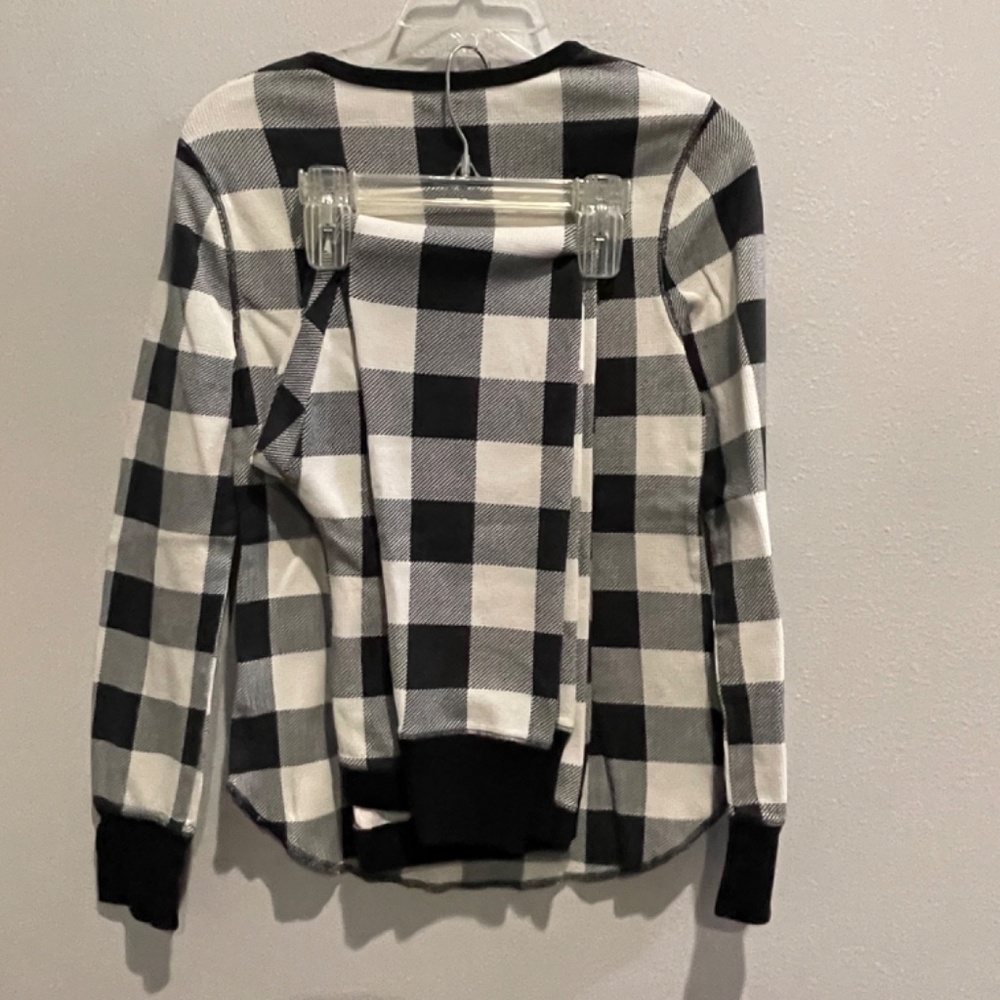 OLD NAVY Women’s 2 Piece Buffalo Plaid Thermal Pajamas Black/Cream LARGE Holiday